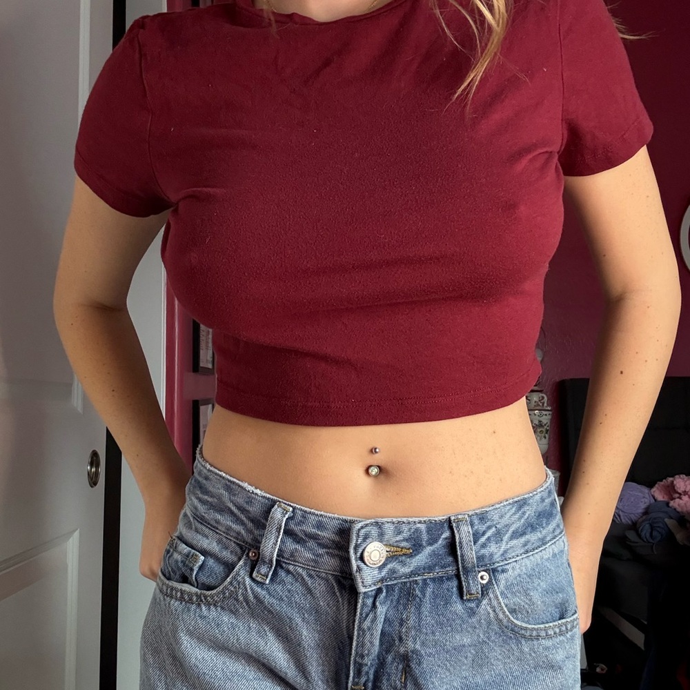Wild Fable Burgundy Crop Top